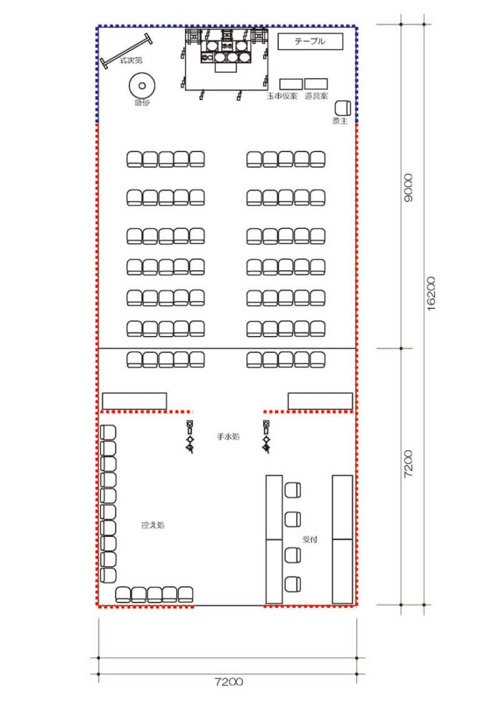 地鎮祭　受付有り　70名の図面
