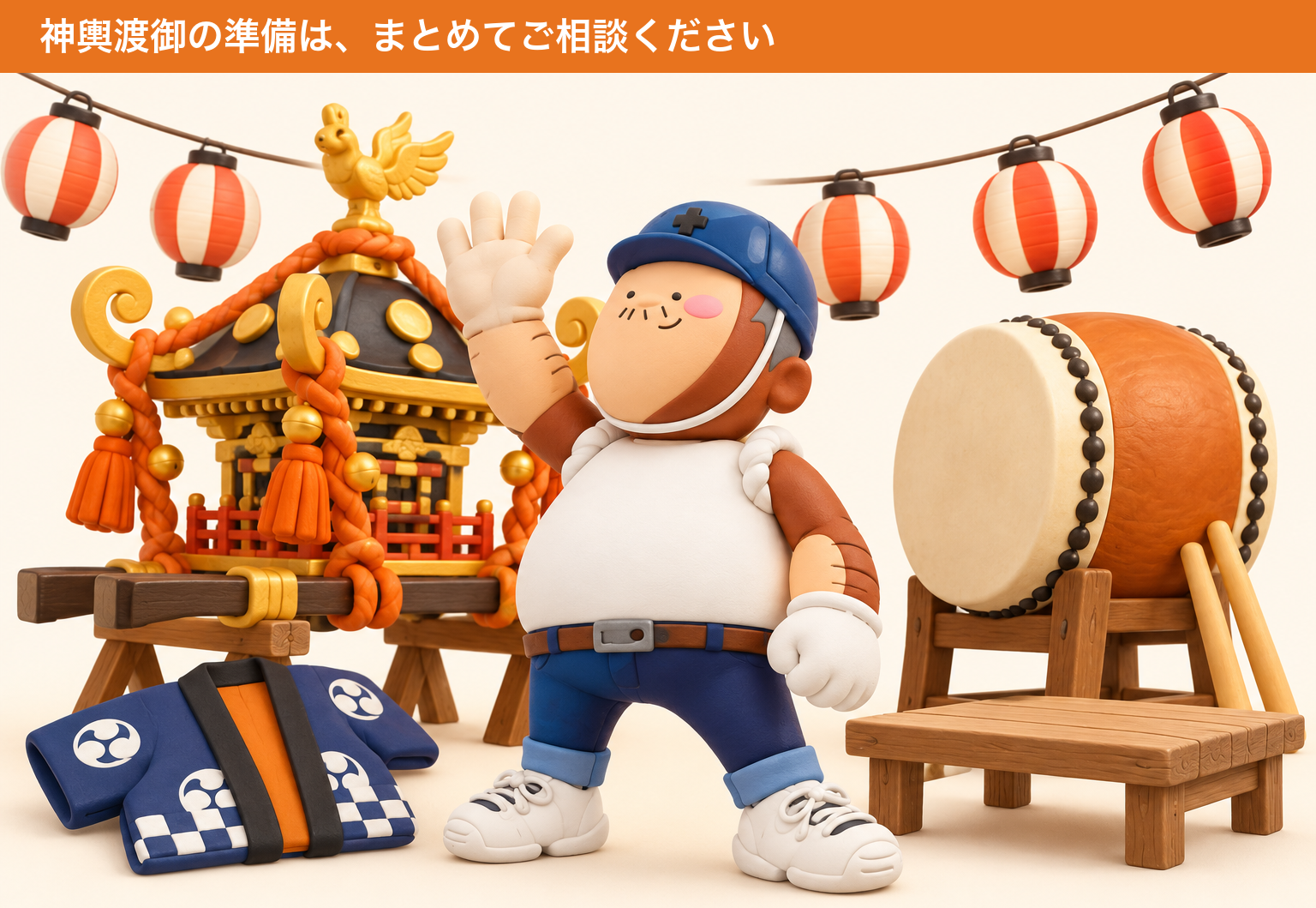 秋祭り・神輿渡御の用品をまとめて手配できるレントオール宮崎