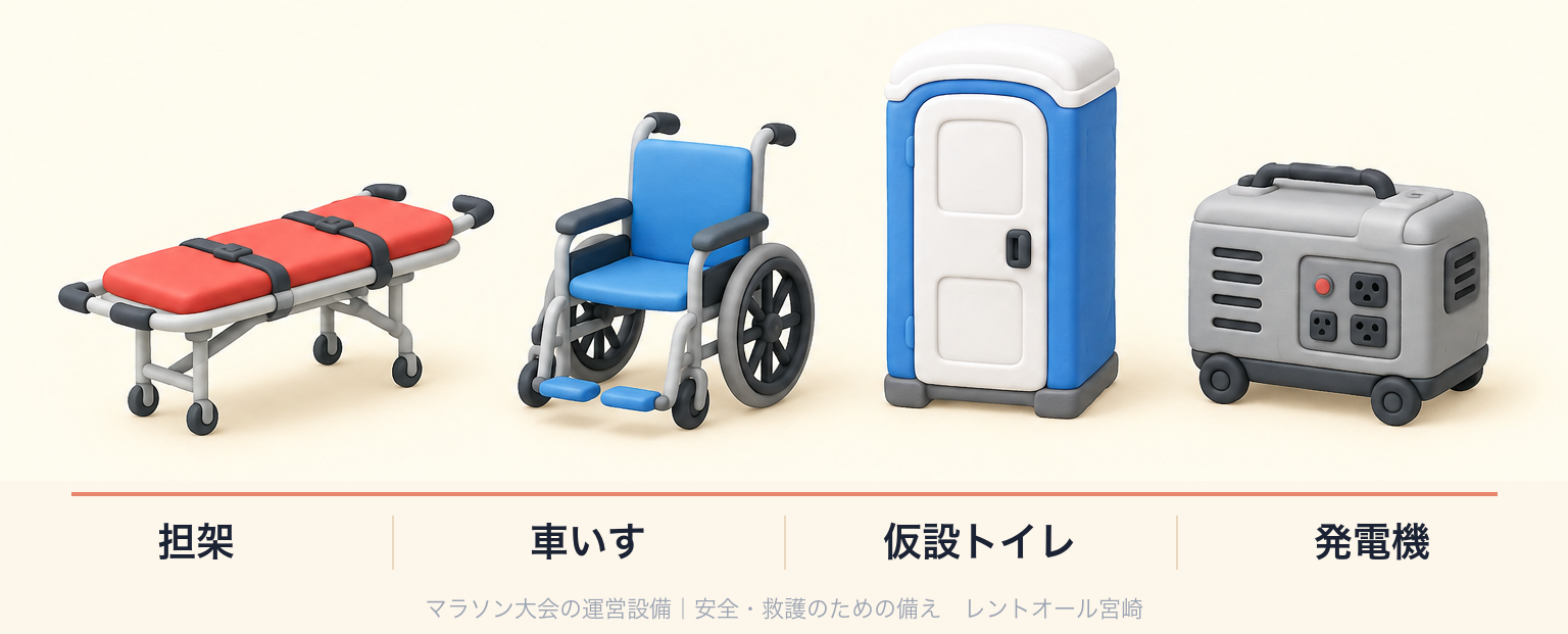 担架・車いす・仮設トイレ・発電機
